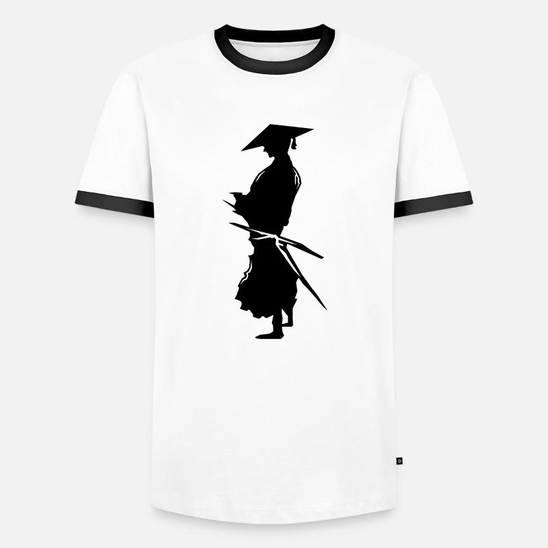 samurai - Männer Kontrast-T-Shirt - Weiß/Schwarz