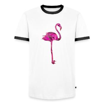 Flamingo - Men's Ringer Shirt - white/black - Front - AI Model Female 172 light (172cm) & AI Model Male 178 dark (178cm)