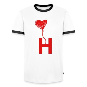 Buchstabe h Herz - Männer Kontrast-T-Shirt - Weiß/Schwarz - Vorne - AI Model Female 172 light (172cm) & AI Model Male 178 dark (178cm)
