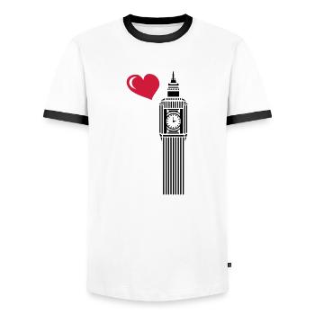 big ben love - Männer Kontrast-T-Shirt - Weiß/Schwarz - Vorne - AI Model Female 172 light (172cm) & AI Model Male 178 dark (178cm)