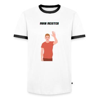 moinmeister - Männer Kontrast-T-Shirt - Weiß/Schwarz - Vorne - AI Model Female 172 light (172cm) & AI Model Male 178 dark (178cm)