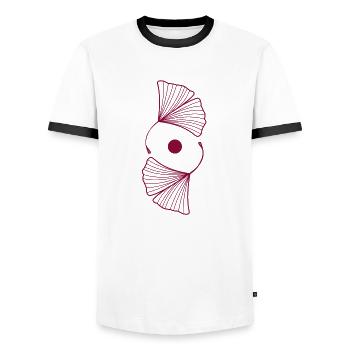 Ginkgo Leaves Ginkgo - Men's Ringer Shirt - white/black - Front - AI Model Female 172 light (172cm) & AI Model Male 178 dark (178cm)
