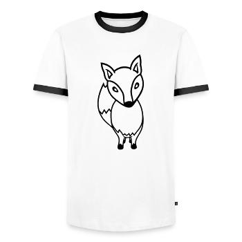Renard Renard roux Animal sauvage Intelligent Habitants de la forêt - T-shirt contrasté Homme - blanc/noir - Devant - AI Model Female 172 light (172cm) & AI Model Male 178 dark (178cm)