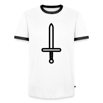 sword - Men's Ringer Shirt - white/black - Front - AI Model Female 172 light (172cm) & AI Model Male 178 dark (178cm)