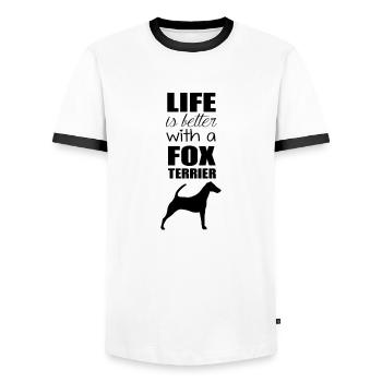 FOX TERRIER BLACK - T-shirt contrasté Homme - blanc/noir - Devant - AI Model Female 172 light (172cm) & AI Model Male 178 dark (178cm)