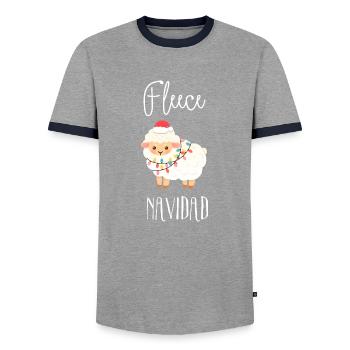 Fleece Navidad Schaaf Christmas Santa Claus - Men's Ringer Shirt - grey/navy  - Front - AI Model Female 172 light (172cm) & AI Model Male 178 light (178cm)