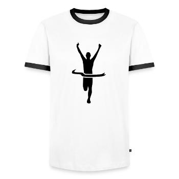 Gagnant - T-shirt contrasté Homme - blanc/noir - Devant - AI Model Female 172 light (172cm) & AI Model Male 178 dark (178cm)