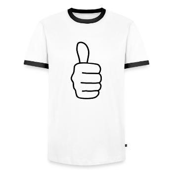 Daumen hoch - Männer Kontrast-T-Shirt - Weiß/Schwarz - Vorne - AI Model Female 172 light (172cm) & AI Model Male 178 dark (178cm)