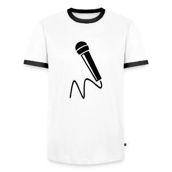 micro - Men's Ringer Shirt - white/black - Front - AI Model Female 172 light (172cm) & AI Model Male 178 dark (178cm)