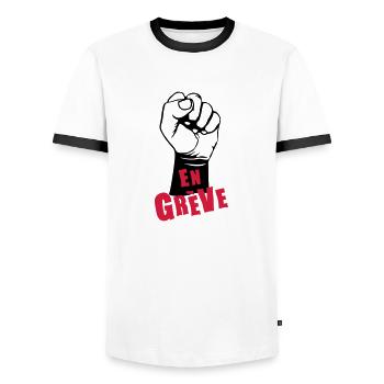 en greve point leve 0 - T-shirt contrasté Homme - blanc/noir - Devant - AI Model Female 172 light (172cm) & AI Model Male 178 dark (178cm)