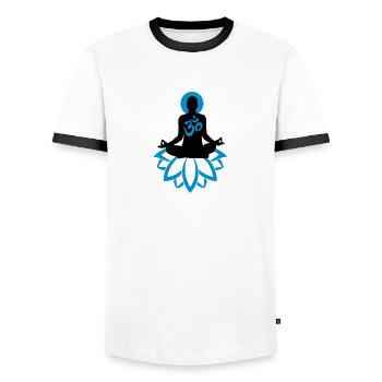 Yoga Meditation - Männer Kontrast-T-Shirt - Weiß/Schwarz - Vorne - AI Model Female 172 light (172cm) & AI Model Male 178 dark (178cm)
