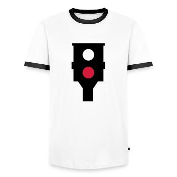 Speed camera - Men's Ringer Shirt - white/black - Front - AI Model Female 172 light (172cm) & AI Model Male 178 dark (178cm)