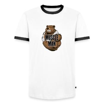 Muscle Man - L’Homme Du Muscle ! Je ne l’ai pas fait. - T-shirt contrasté Homme - blanc/noir - Devant - AI Model Female 172 light (172cm) & AI Model Male 178 dark (178cm)