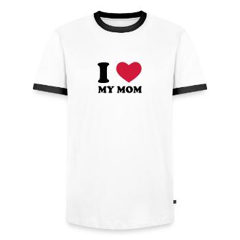 I Love My Mom - Männer Kontrast-T-Shirt - Weiß/Schwarz - Vorne - AI Model Female 172 light (172cm) & AI Model Male 178 dark (178cm)