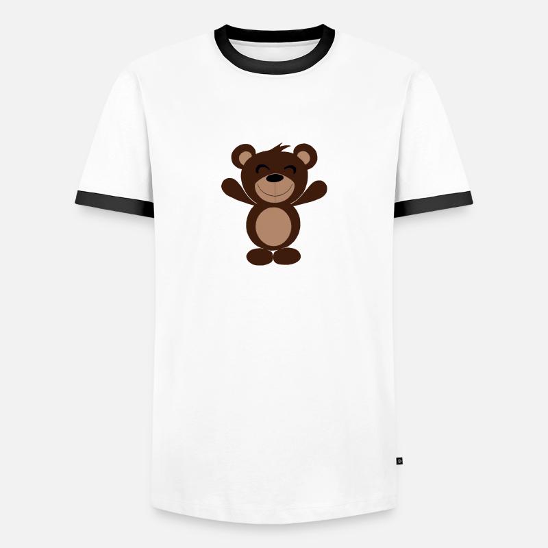 Friendly cuddly teddy - Men's Ringer Shirt - white/black