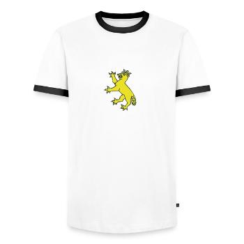 Biberacher Wappen - Männer Kontrast-T-Shirt - Weiß/Schwarz - Vorne - AI Model Female 172 light (172cm) & AI Model Male 178 dark (178cm)