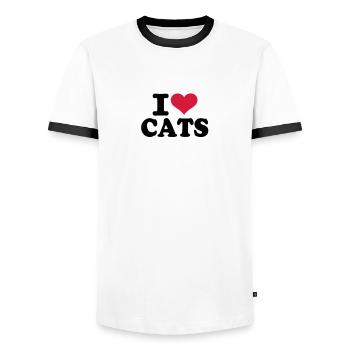 I love Cats - Männer Kontrast-T-Shirt - Weiß/Schwarz - Vorne - AI Model Female 172 light (172cm) & AI Model Male 178 dark (178cm)