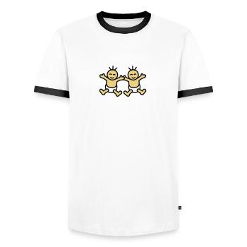 Twin Babys - Männer Kontrast-T-Shirt - Weiß/Schwarz - Vorne - AI Model Female 172 light (172cm) & AI Model Male 178 dark (178cm)