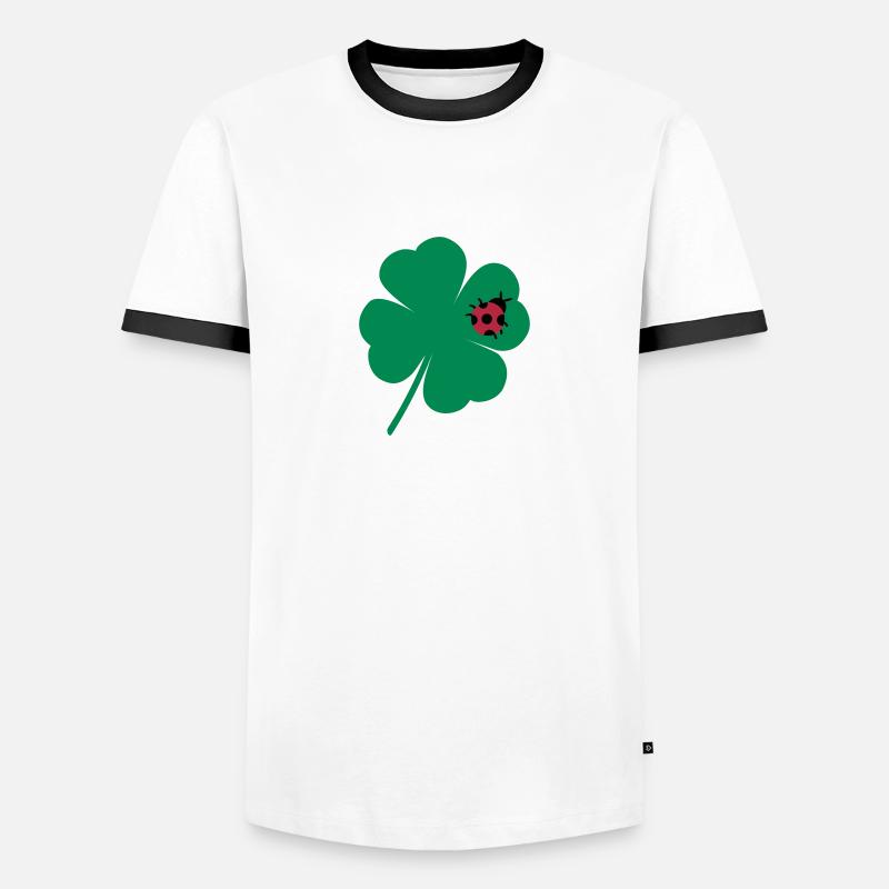 clover leaf - Men's Ringer Shirt - white/black
