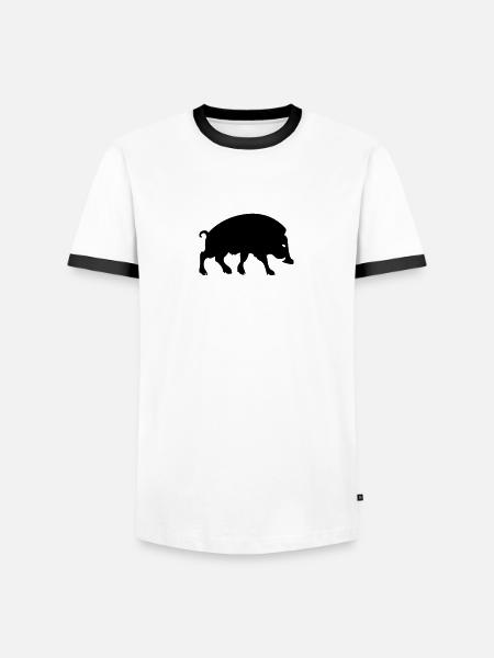 galt vildsvin Arverne Celtic Gallic symbol - Kontrast-T-shirt herr - vit/svart