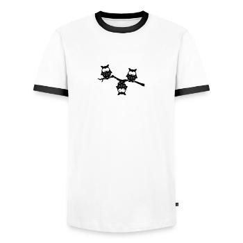 Hiboux rigolos branche down hibou fou - T-shirt contrasté Homme - blanc/noir - Devant - AI Model Female 172 light (172cm) & AI Model Male 178 dark (178cm)