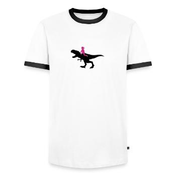 rider girl woman female rider riding silhouette bl - Men's Ringer Shirt - white/black - Front - AI Model Female 172 light (172cm) & AI Model Male 178 dark (178cm)