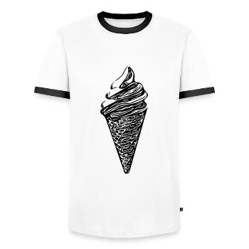 Cool soft ice cream in waffle - Men's Ringer Shirt - white/black - Front - AI Model Female 172 light (172cm) & AI Model Male 178 dark (178cm)