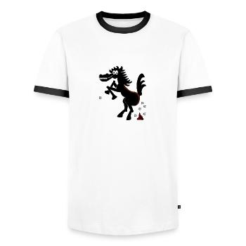 Wild horse 'n flies (ddp) - Men's Ringer Shirt - white/black - Front - AI Model Female 172 light (172cm) & AI Model Male 178 dark (178cm)