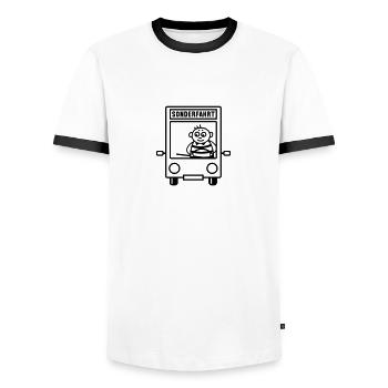 Busfahrer - Sonderfahrt - Männer Kontrast-T-Shirt - Weiß/Schwarz - Vorne - AI Model Female 172 light (172cm) & AI Model Male 178 dark (178cm)