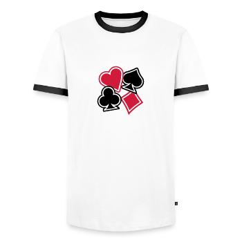 Poker - Männer Kontrast-T-Shirt - Weiß/Schwarz - Vorne - AI Model Female 172 light (172cm) & AI Model Male 178 dark (178cm)