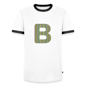 Colorful Heart B Design – Unique & Stylish! - Men's Ringer Shirt - white/black - Front - AI Model Female 172 light (172cm) & AI Model Male 178 dark (178cm)