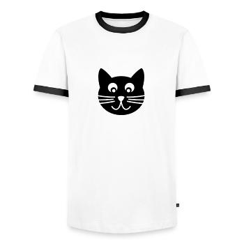 Chat - T-shirt contrasté Homme - blanc/noir - Devant - AI Model Female 172 light (172cm) & AI Model Male 178 dark (178cm)