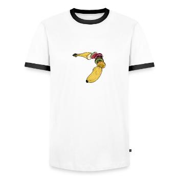 Fruitana - Männer Kontrast-T-Shirt - Weiß/Schwarz - Vorne - AI Model Female 172 light (172cm) & AI Model Male 178 dark (178cm)