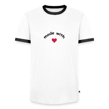 made with heart herz love - Men's Ringer Shirt - white/black - Front - AI Model Female 172 light (172cm) & AI Model Male 178 dark (178cm)