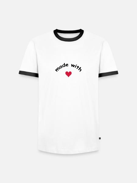 made with heart herz love - T-shirt contrasté Homme - blanc/noir
