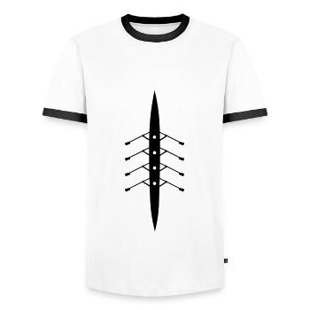 Quatuor chaloupe - T-shirt contrasté Homme - blanc/noir - Devant - AI Model Female 172 light (172cm) & AI Model Male 178 dark (178cm)