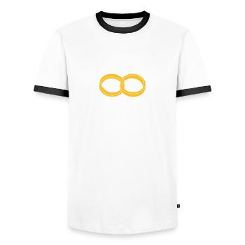 wedding rings - T-shirt contrasté Homme - blanc/noir - Devant - AI Model Female 172 light (172cm) & AI Model Male 178 dark (178cm)