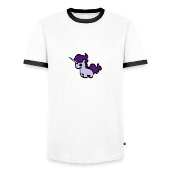 sweet purple unicorn - Men's Ringer Shirt - white/black - Front - AI Model Female 172 light (172cm) & AI Model Male 178 dark (178cm)