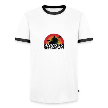 Kayak Wassersport - Männer Kontrast-T-Shirt - Weiß/Schwarz - Vorne - AI Model Female 172 light (172cm) & AI Model Male 178 dark (178cm)