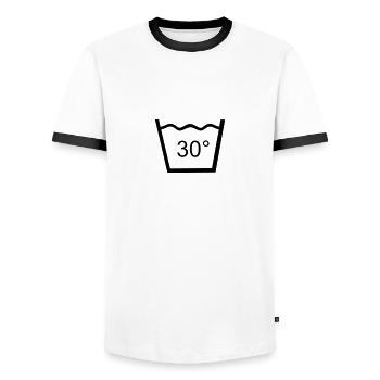 laver, fer à repasser, machine à laver - T-shirt contrasté Homme - blanc/noir - Devant - AI Model Female 172 light (172cm) & AI Model Male 178 dark (178cm)