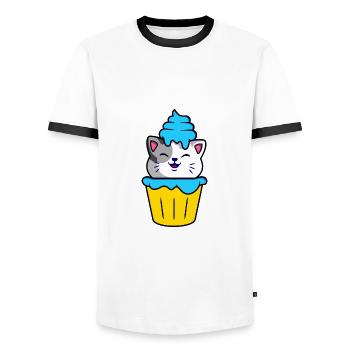 UKRAINE slava ukraini ukraini ukrainian front cat - T-shirt contrasté Homme - blanc/noir - Devant - AI Model Female 172 light (172cm) & AI Model Male 178 dark (178cm)