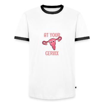 At Your Cervix Arzt oder Doktor Gift - Männer Kontrast-T-Shirt - Weiß/Schwarz - Vorne - AI Model Female 172 light (172cm) & AI Model Male 178 dark (178cm)