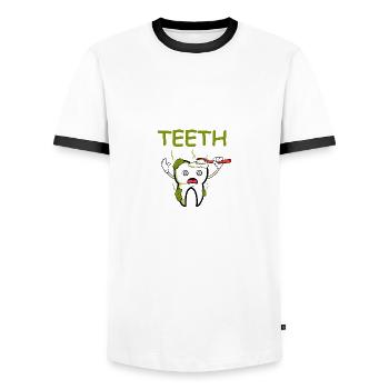 Brossez-vous les dents Étudiant en dentisterie. Poison - T-shirt contrasté Homme - blanc/noir - Devant - AI Model Female 172 light (172cm) & AI Model Male 178 dark (178cm)
