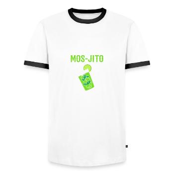 Mos-Jito Komiker Geschenk - Männer Kontrast-T-Shirt - Weiß/Schwarz - Vorne - AI Model Female 172 light (172cm) & AI Model Male 178 dark (178cm)