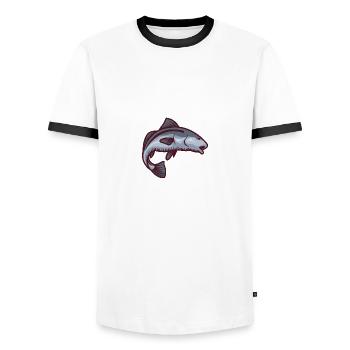 Pisces Symbol of Prosperity - Men's Ringer Shirt - white/black - Front - AI Model Female 172 light (172cm) & AI Model Male 178 dark (178cm)