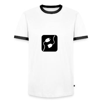 Electricity - Men's Ringer Shirt - white/black - Front - AI Model Female 172 light (172cm) & AI Model Male 178 dark (178cm)