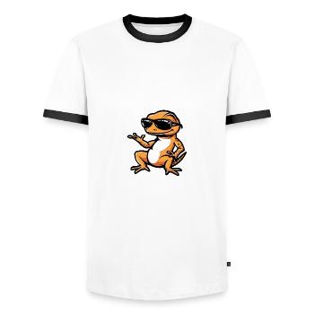 Echse Cool Tier - Männer Kontrast-T-Shirt - Weiß/Schwarz - Vorne - AI Model Female 172 light (172cm) & AI Model Male 178 dark (178cm)