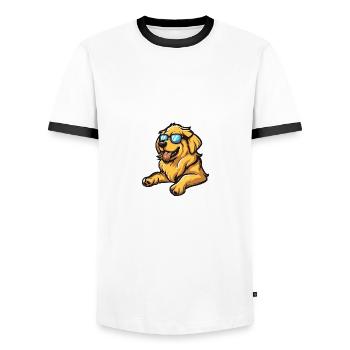 Golden Retriever Hunde Cool Tier Lustig - Männer Kontrast-T-Shirt - Weiß/Schwarz - Vorne - AI Model Female 172 light (172cm) & AI Model Male 178 dark (178cm)
