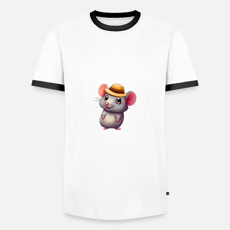 Cute mouse with hat - Men's Ringer Shirt - white/black