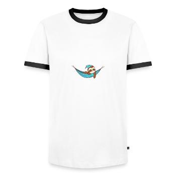 Sleeping Sloth Cute Cute Sloth Gift Idea - Men's Ringer Shirt - white/black - Front - AI Model Female 172 light (172cm) & AI Model Male 178 dark (178cm)